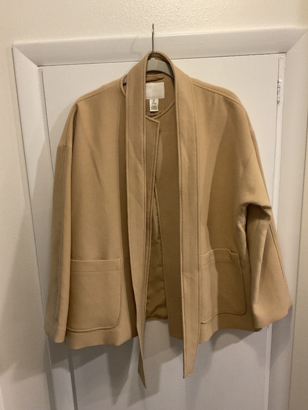 H&M Light Beige Belted Jacket, Size Small